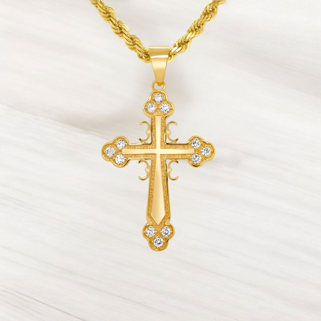 A image showing the final presentation of the 14 Karat Large Orthodox Cross