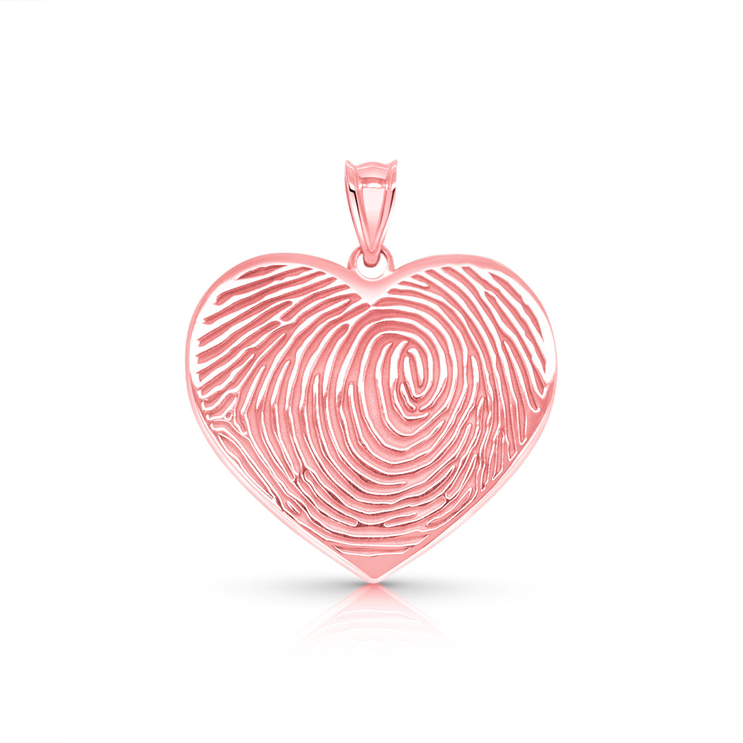 A image of the Heart Shape Memorial Fingerprint Charm Pendant in Rose Gold