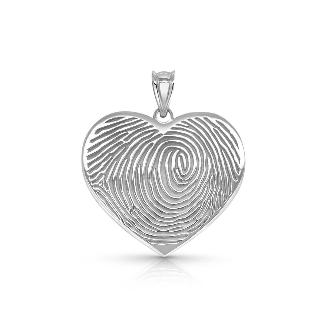 A image of the Heart Shape Memorial Fingerprint Charm Pendant in Sterling Silver