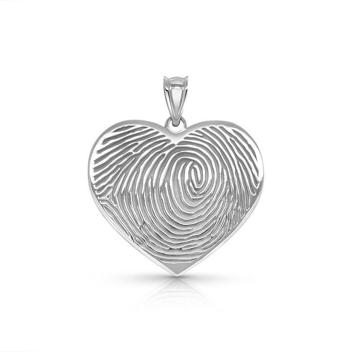 A image of the Heart Shape Memorial Fingerprint Charm Pendant in Sterling Silver