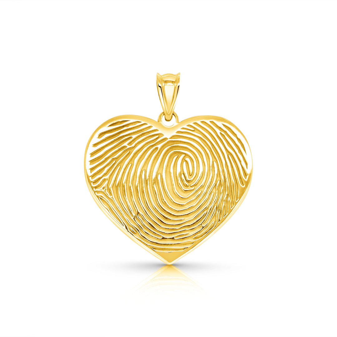 A image of the Heart Shape Memorial Fingerprint Charm Pendant in Yellow Gold