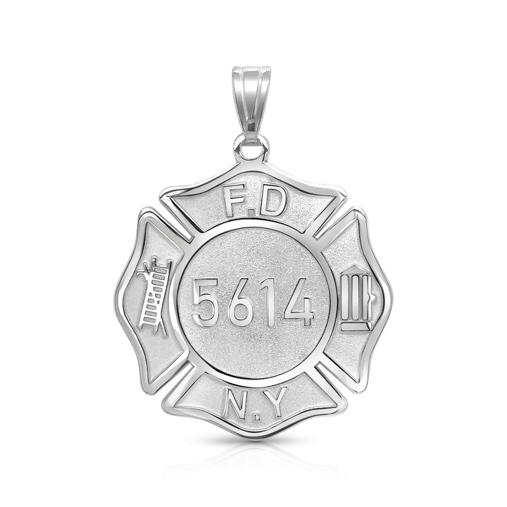 An image showing the Firefighter Badge Pendant Charm in Sterling Silver