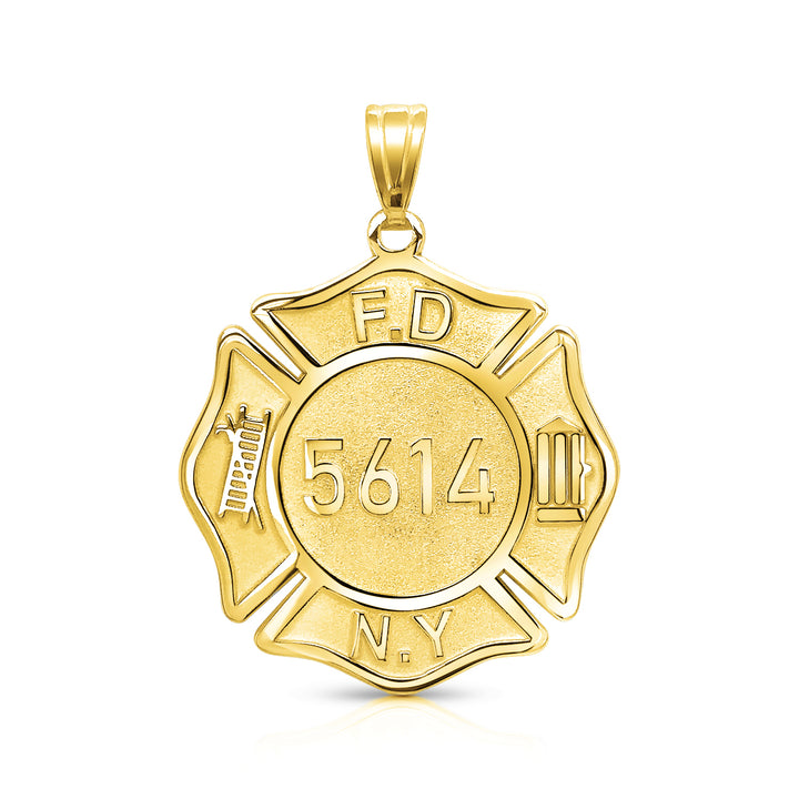 An image showing the Firefighter Badge Pendant Charm in Yellow Gold