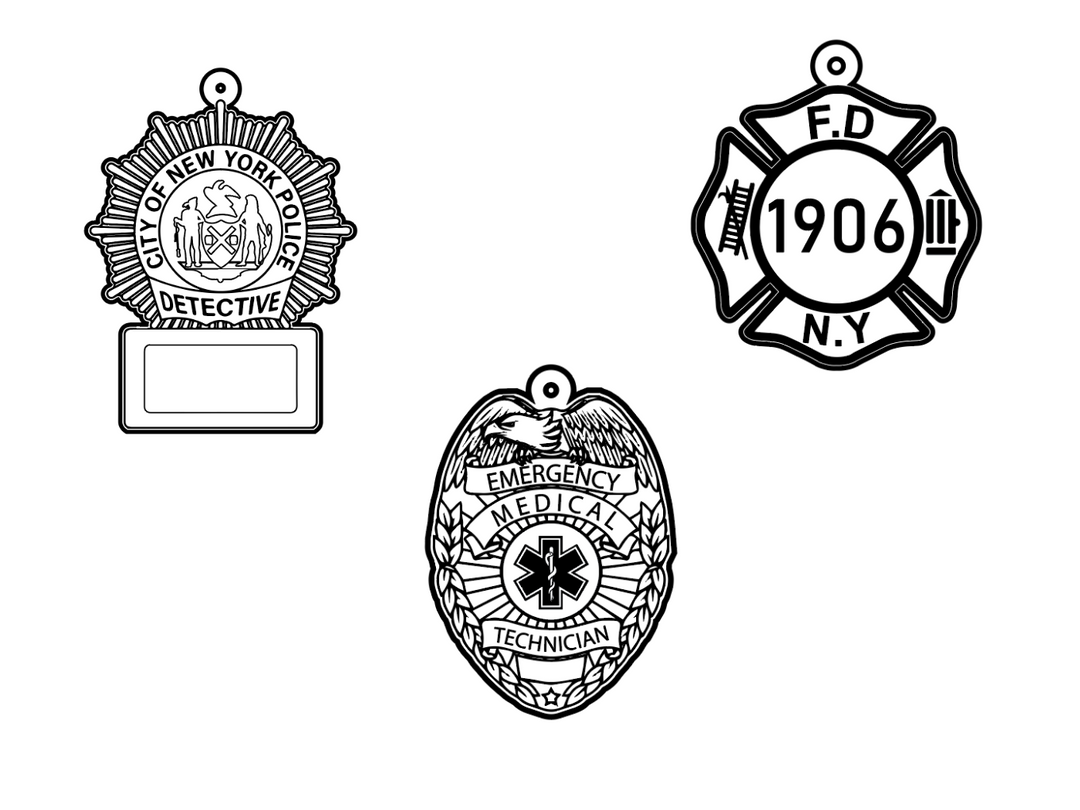 An image showing some designs of first responder charms