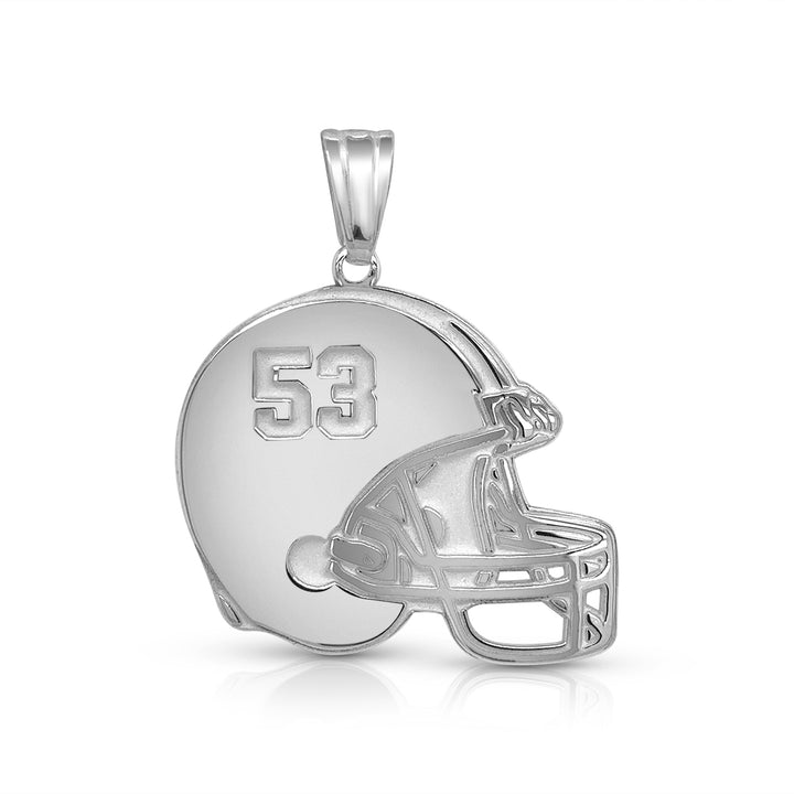 A sample of the Personalized Football Charm Pendant in Sterling Silver