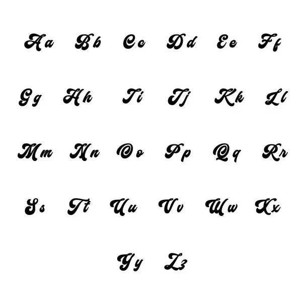 Alphabet letters from Aa to Zz on a white background