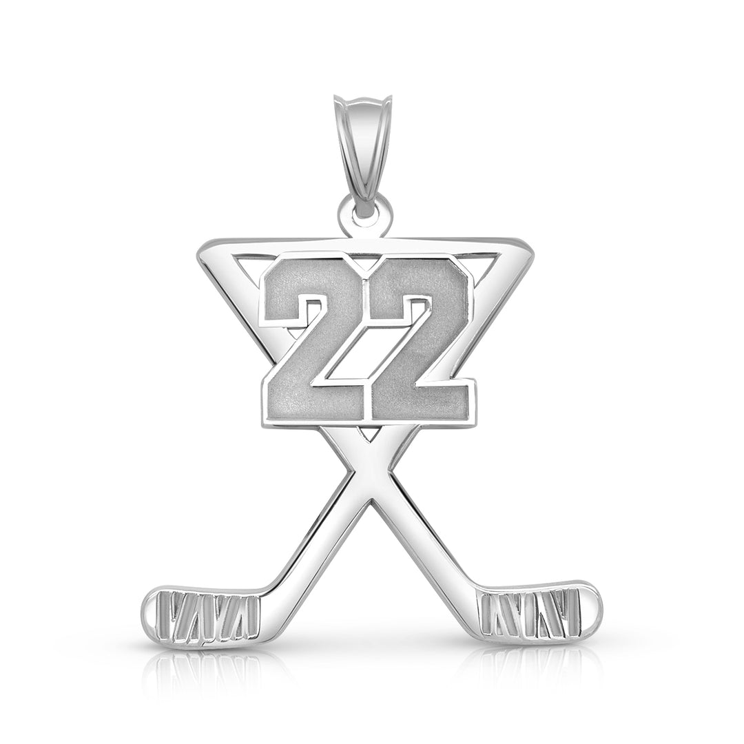 An image of a sample of the Personalized Hockey Charm in White Gold