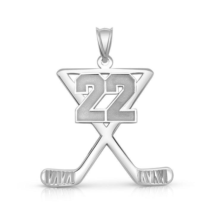 An image of a sample of the Personalized Hockey Charm in White Gold