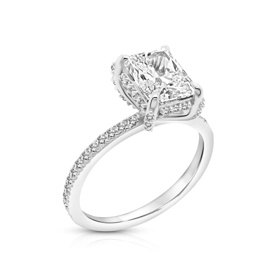 1.70ct Radiant Natural Diamond Hidden Halo, 14K White Gold