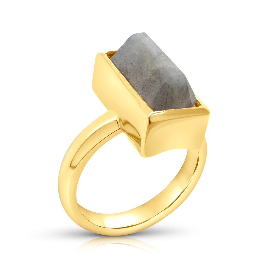 Labradorite Solitaire, 14K Yellow Gold