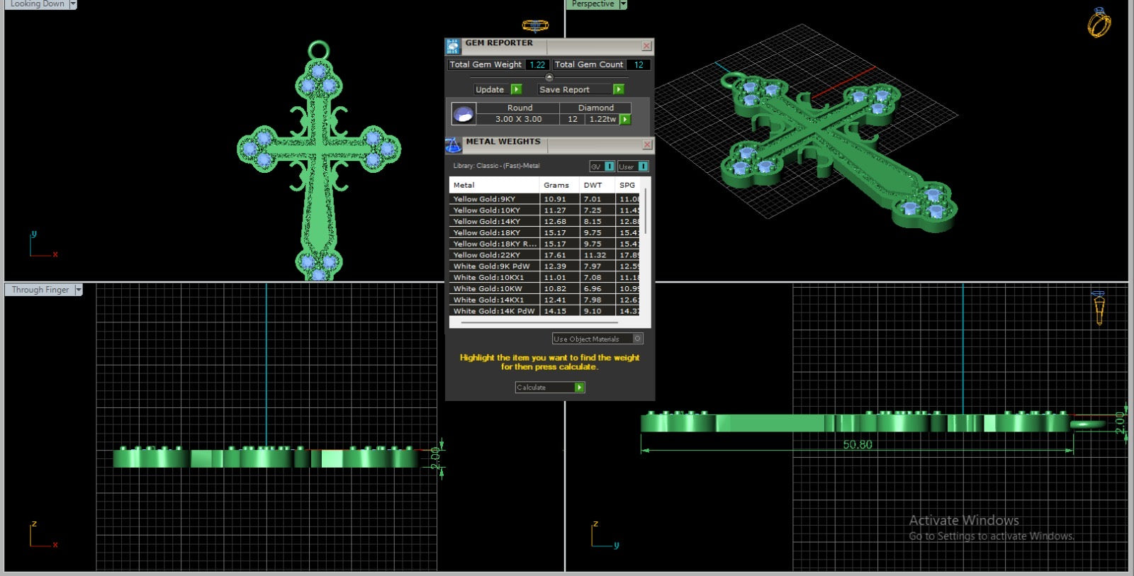 A image showing the CAD Rendering of the 14 Karat Large Orthodox Cross Pendant