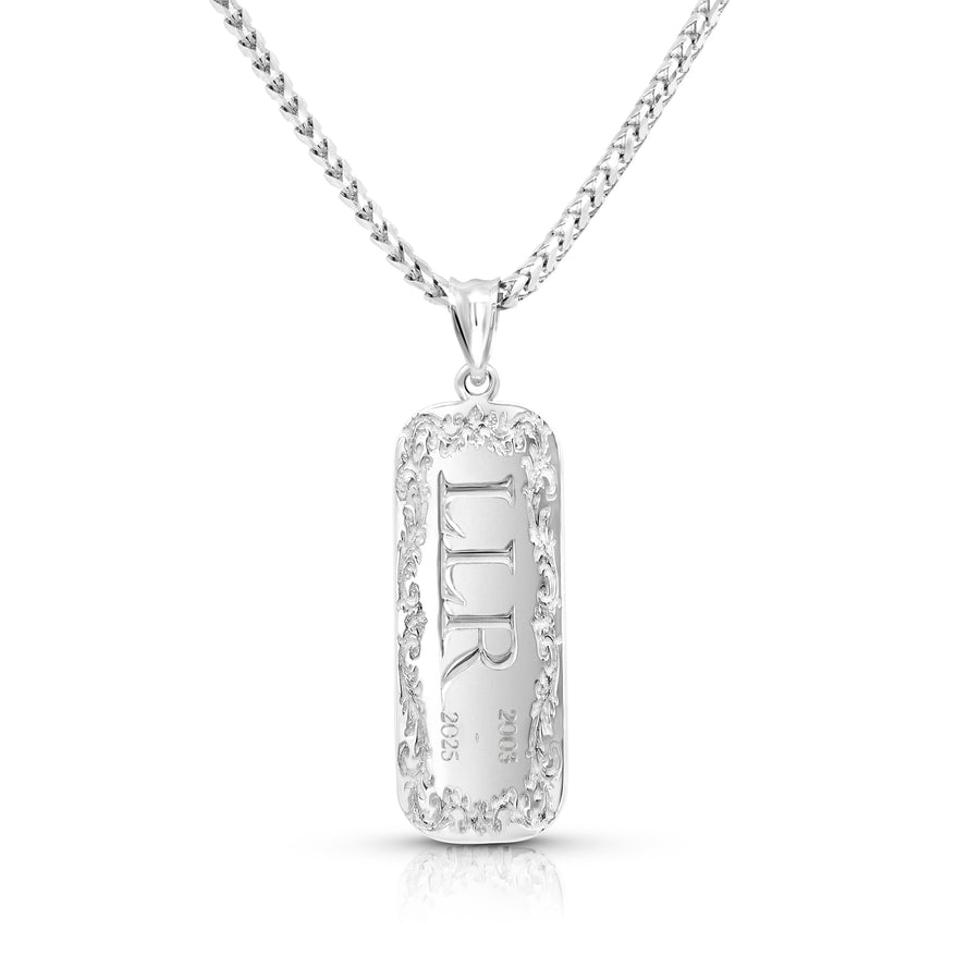 Memorial Bar Pendant, Silver