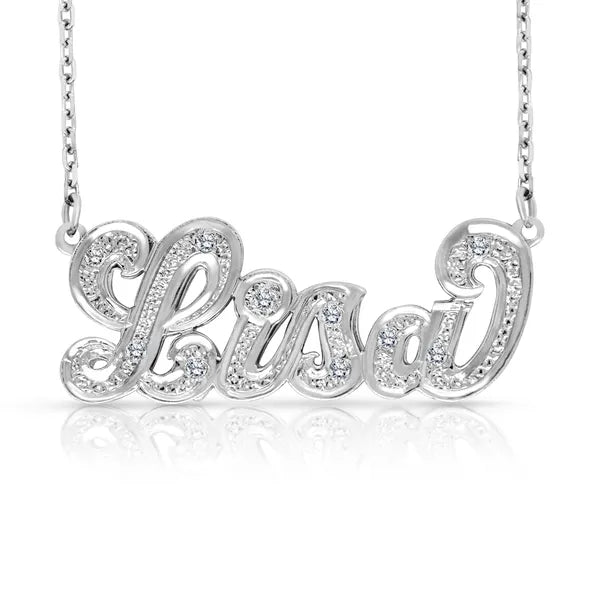 Sterling Silver Diamond Cut 3D Name Necklace