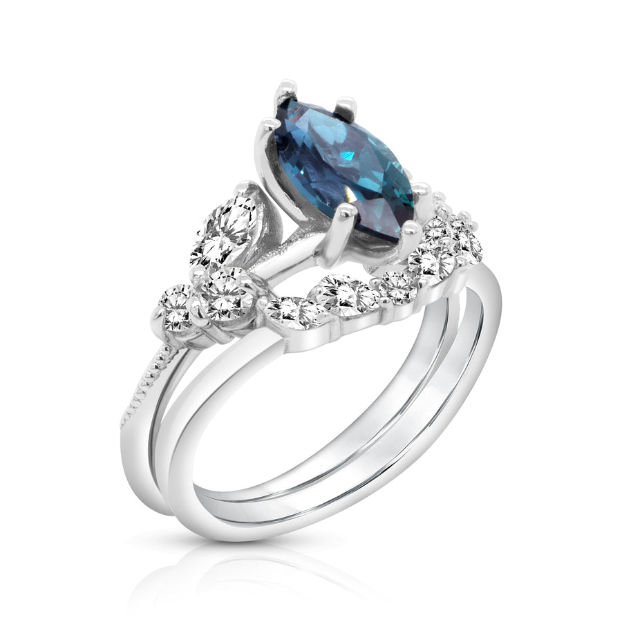 Lab Grown Alexandrite with Matching Band, Platinum