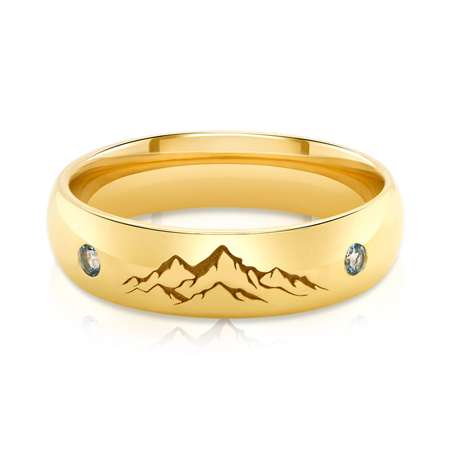 Engraved Whiteface Mountain Band, 14K Yellow Gold