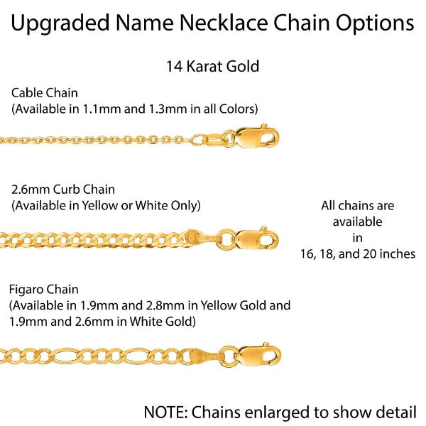 14 Karat Diamond Cut Name Necklace