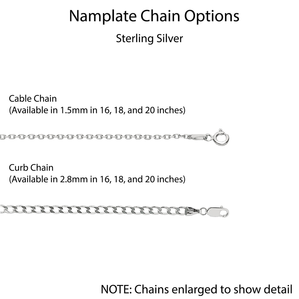 A image showing the available chain for Personalized Name Necklace in Sterling Silver