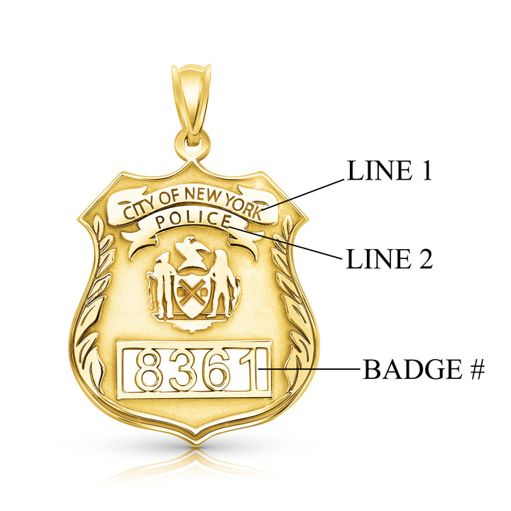 A image showing the location of the personalized parts of the Police Badge