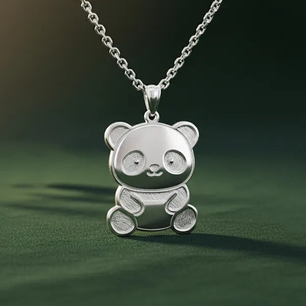 An image showing the final product of the Custom Sterling Silver Panda Bear Pendant
