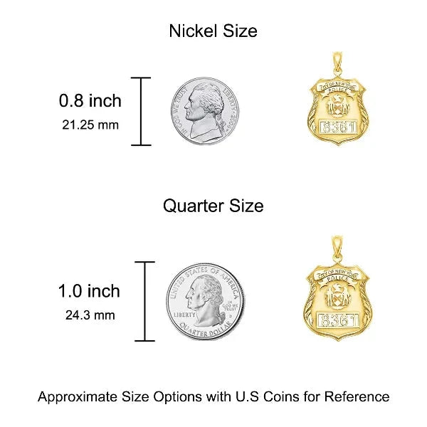 Sterling Silver Personalized Police Badge Charm Pendant with Number and Department