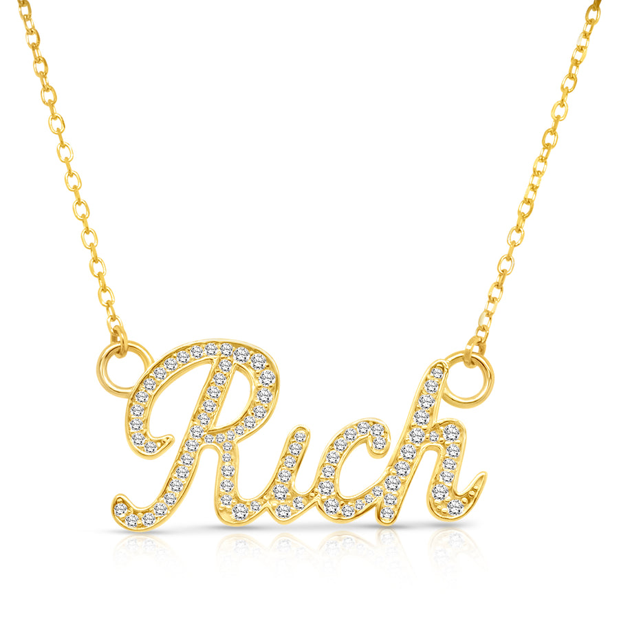 Diamond Name Necklace, 14K Yellow Gold