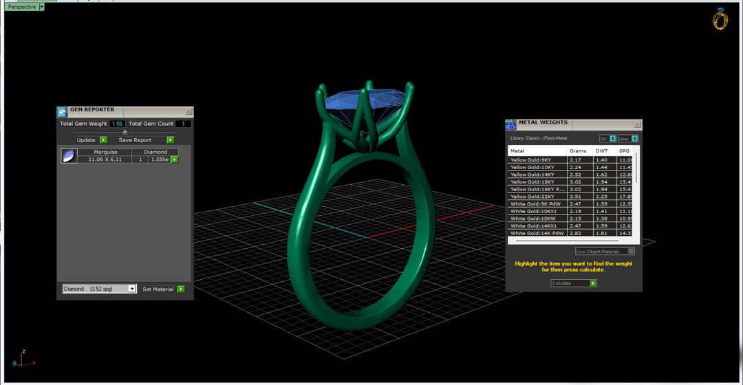 A 3D computer rendering of the Solitaire Marquise Ring with Floral pattern in the head