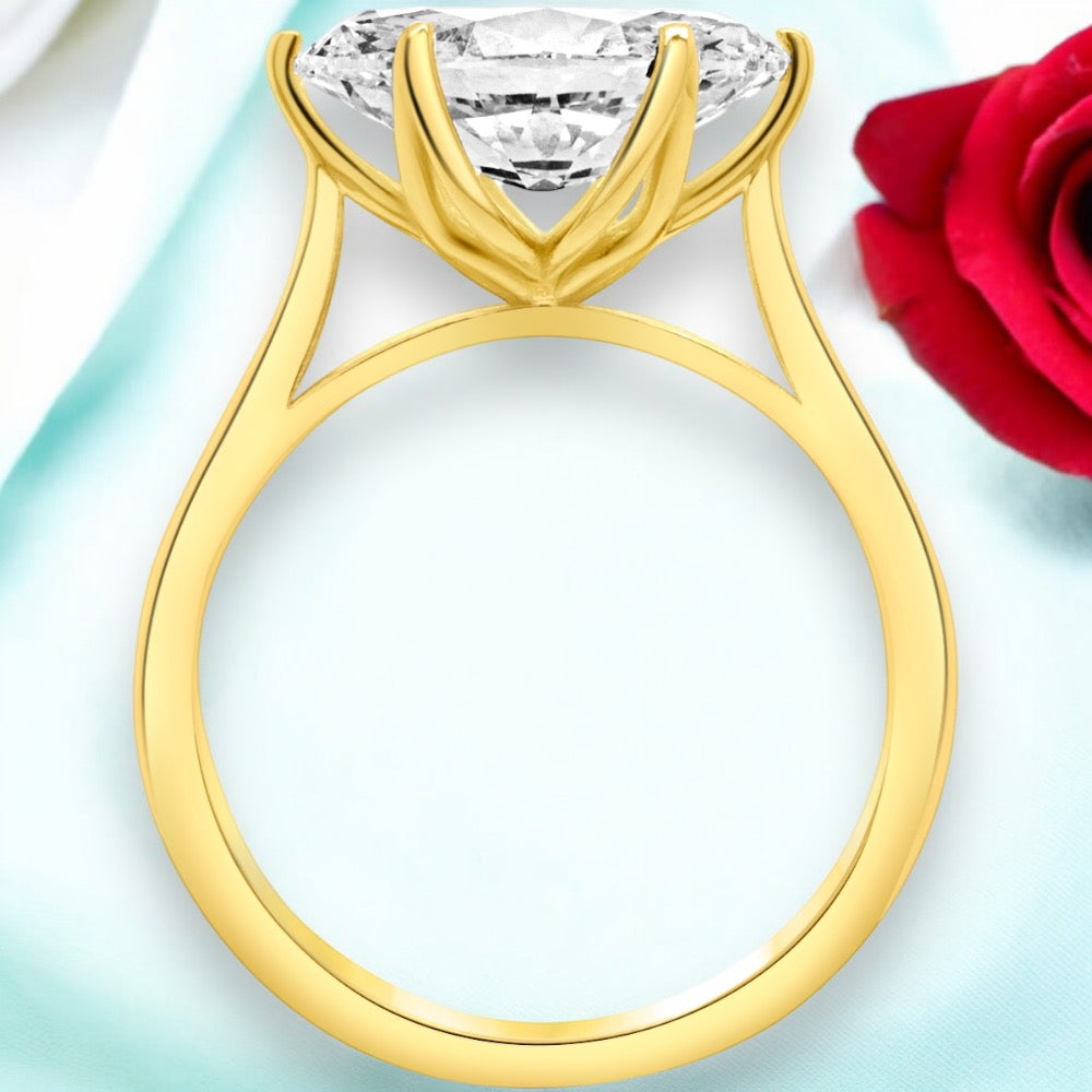 An image showing a side view of the Marquise Floral Engagement ring