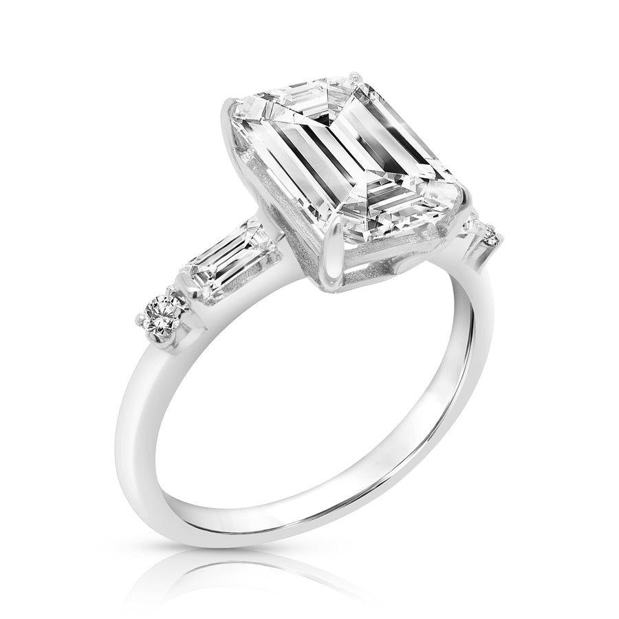 2ct Emerald Shape Lab Grown Diamond, 14K White Gold