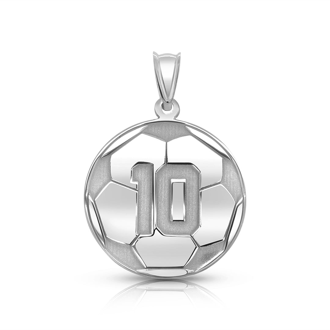 A image of a sample of the Personalized Soccer Ball Charm Pendant in Sterling Silver