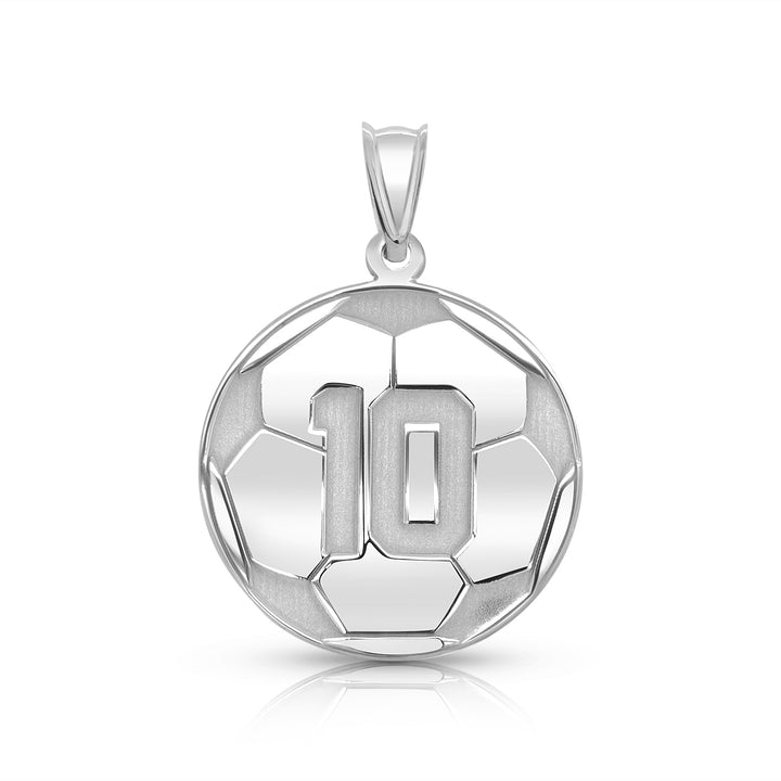 A image of a sample of the Personalized Soccer Ball Charm Pendant in White Gold