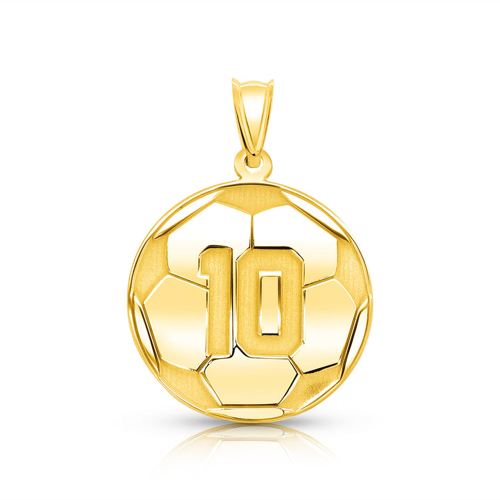 A image of a sample of the Personalized Soccer Ball Charm Pendant in Yellow Gold