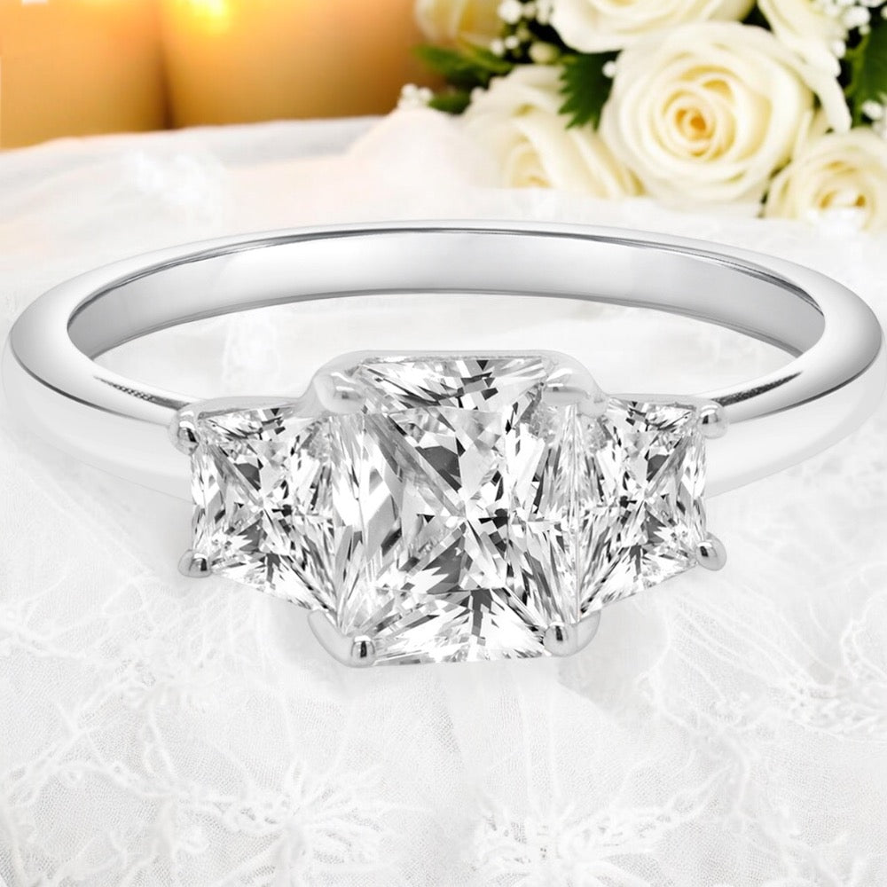 An image showing the final product of the 3-stone engagement ring