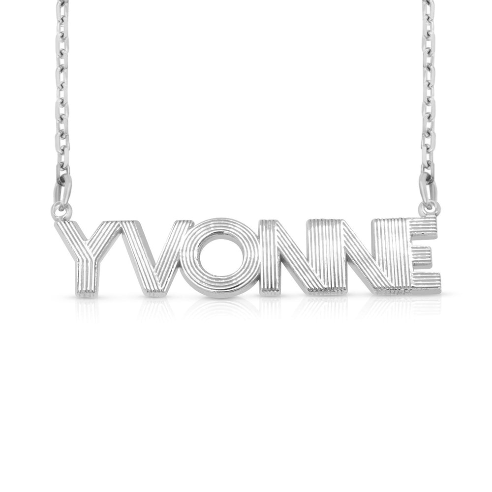 Sterling Silver Fluted Name Necklace | AJ's Jewelry Queens NY