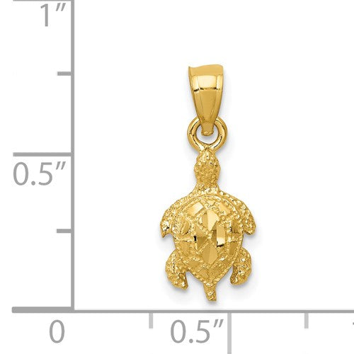 14 Karat Yellow Gold Turtle Charm Pendant