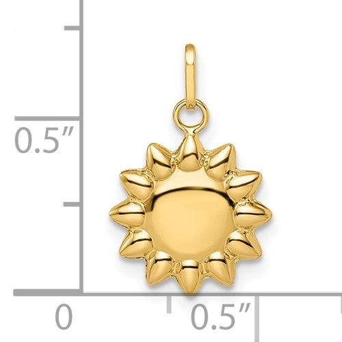14 Karat Yellow Gold Sun Charm Pendant