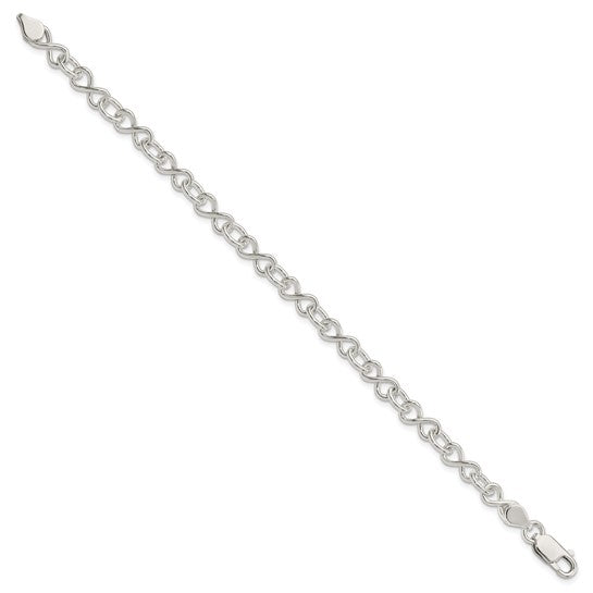 Sterling Silver Infinity Fancy Link 7.5 inch Bracelet