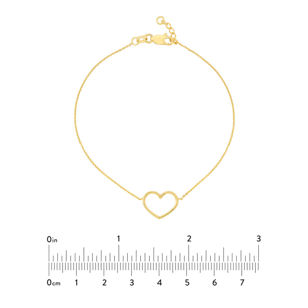 Ladies 14 Karat Yellow Gold Heart Bracelet