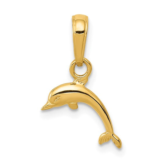 14 Karat Yellow Gold Dolphin Charm Pendant