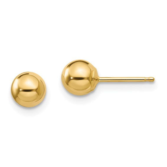 14 Karat Yellow Gold 5mm Ball Earrings