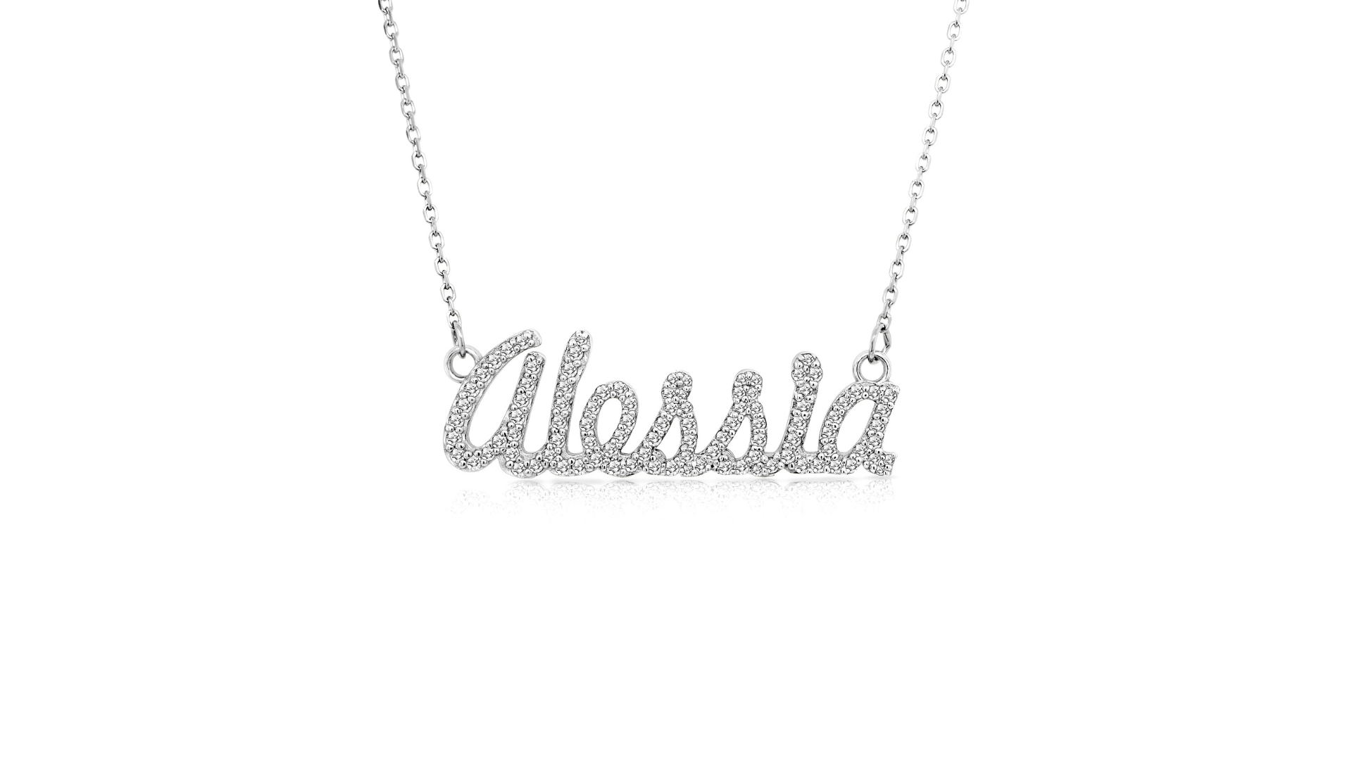 An image showing the final product of the 14K White Gold Lab Grown Diamond Nameplate