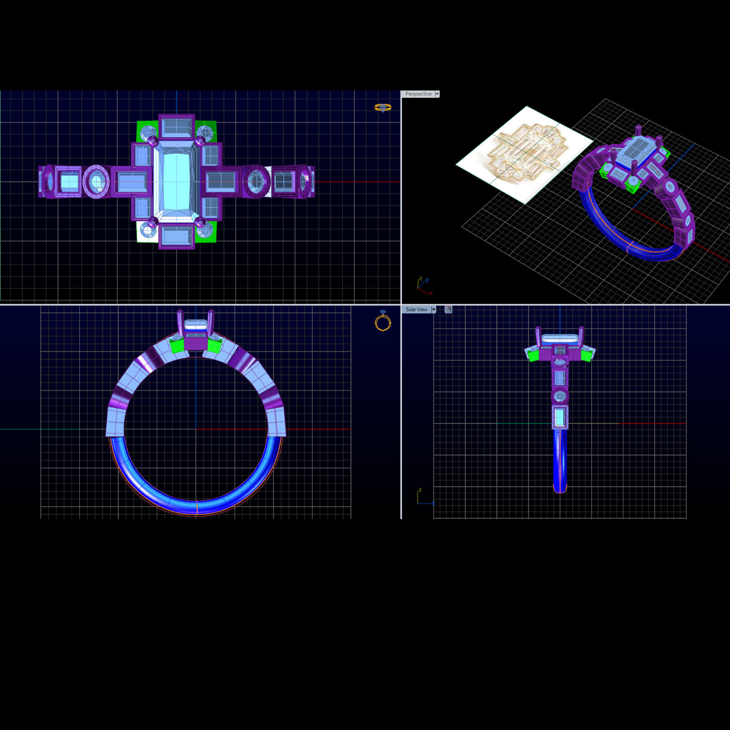A 3D Rendering of the Custom Art Deco Ring