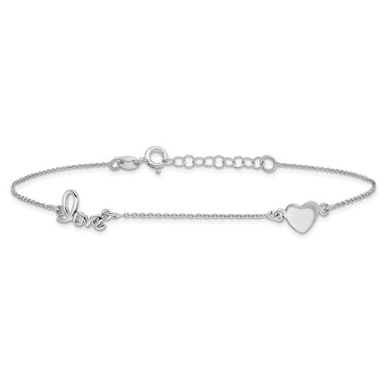 Sterling Silver Love 10 inch Ankle Bracelet