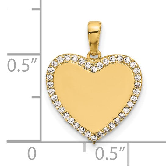 14 Karat Yellow Gold Small Polished Engravable Heart Charm Pendant