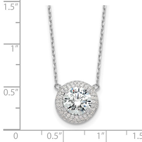 Sterling Silver Cubic Zirconia Halo Necklace