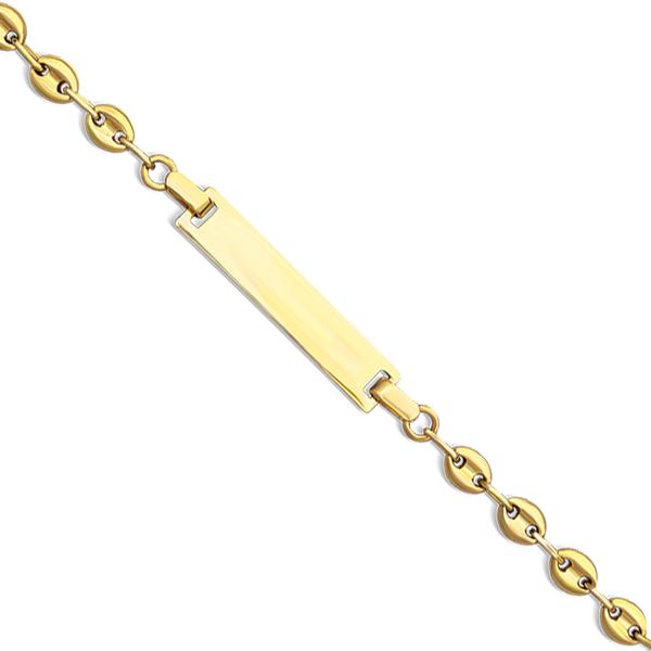 14 Karat Yellow Gold Baby Puffed Gucci ID Bracelet