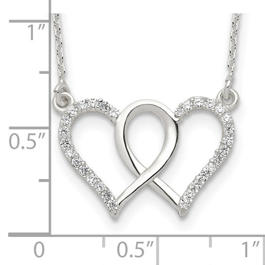 Sterling Silver Heart Necklace with Cubic Zirconia