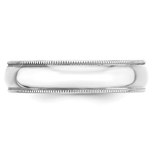 Lady's 14 Karat White Gold Milgrain Wedding Band