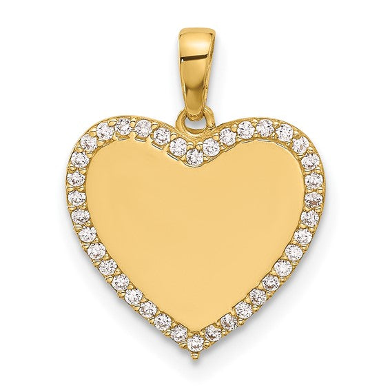 14 Karat Yellow Gold Small Polished Engravable Heart Charm Pendant