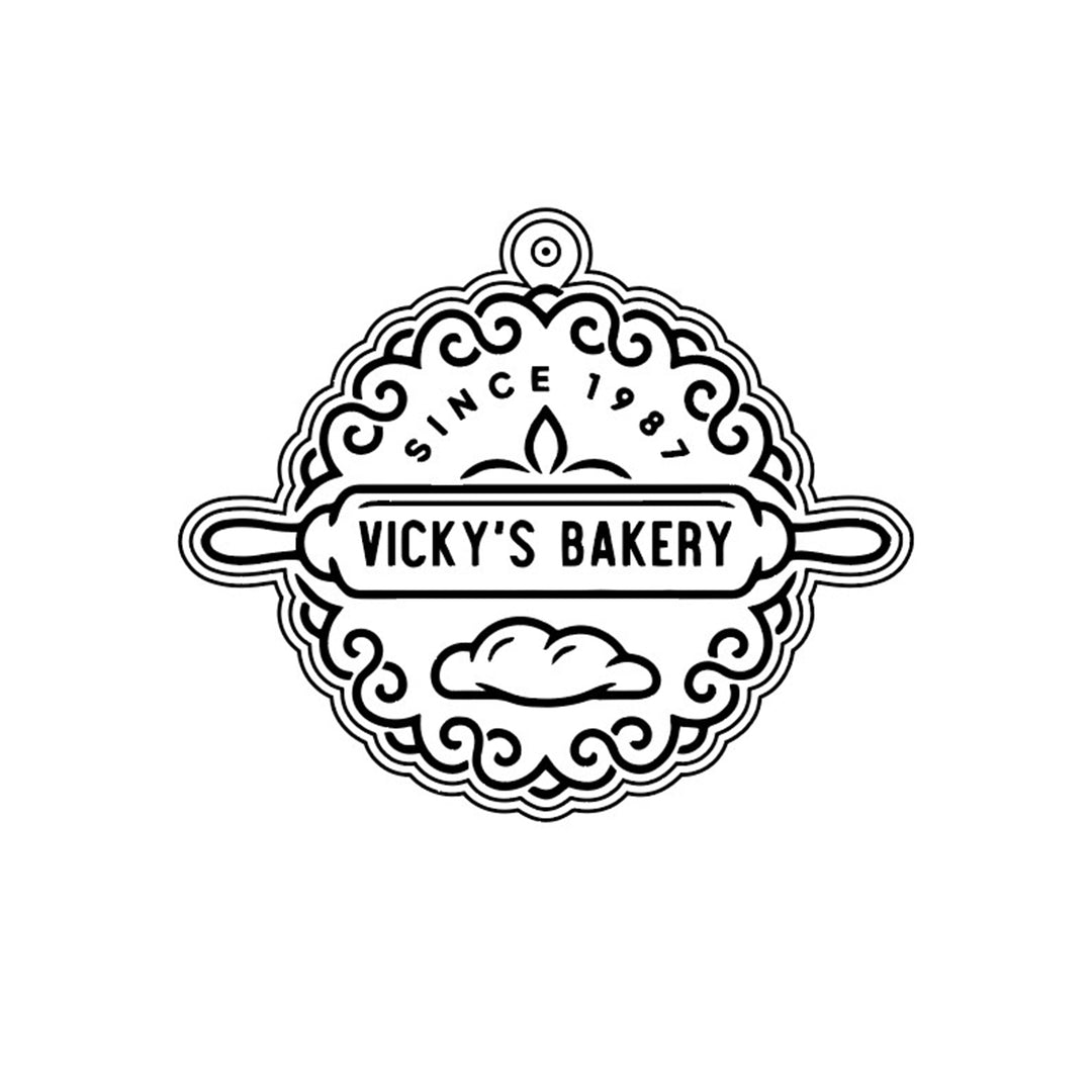 Vector rendering of the bakery logo rebuilt for laser engraving into a 14kt yellow gold pendant — AJ's Jewelry Queens NY