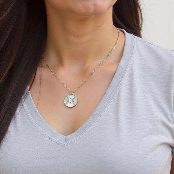 Personalized Baseball Charm Pendant with Number